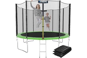 ‎KINETIC SPORTS KINETIC SPORTS Trampolin Outdoor 'Salto Plus' Ø 183/244/305/366/400/430/490 cm - Komplett-Set für Kinder, USA Sprungtuch, Netz, Randpolster, Leiter - bis zu 160kg