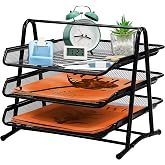Metal Document Tray 3 Compartments Letter Tray Organizer Mesh Design Desk Tray Desk Organizer Black Desk Document Letter Tray for Home Office Desk Tray