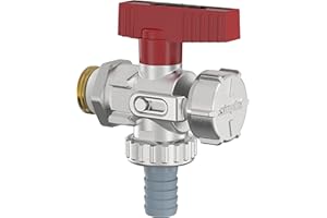 Simplex KFE-Kugelhahn G1/2" M x G3/4" M für den Einsatz in Heizungsanlagen, mit rotem Hebelgriff, selbstdichtend mit Spezialgewindedichtung. - F10671