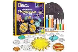 BLUE MARBLE NATIONAL GEOGRAPHIC Kit de Arte para Ventanas para Niños - Sistema Solar "Vidrio Pintado" con Planetas que Brillan en la Oscuridad, Usar como Atrapasol en Ventana, Decoración Colgante, Móvil