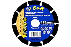 S&R Disco Mola da Taglio Legno Smerigliatrice 125. Lama Circolare TCT Professionale taglio Legno con chiodi, Cartongesso Plastica