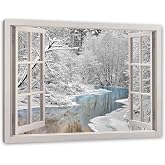 Leinwandbild Winterhütte Im Schnee – 60x40 Cm, Auf Keilrahmen Gespannt, Fertig Zum Aufhängen