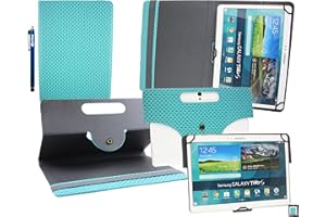 Emartbuy Universal (9.5-10.5 Inch) Textured Turquoise 360 Degree Detachable Rotating Stand Folio Wallet Case Cover + Stylus Compatible With Tablets and Devices Listed Below