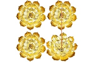 RUNEAY 4 Pcs Incense Holder,Gold Mini Lotus Incense Stick Holders Burner Holder with 6 Incense Holes for Office Tea House Meditation Yoga SPA Home Fragrance Decor(2.28 inch/5.8 cm)