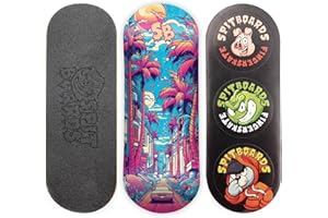 SPITBOARDS Tabla para monopatín de 34 mm – Madera Real (5 Capas) Classic Popsicle Street Shape – Tamaño: 34 x 96 mm – Tabla gráfica única (Real Wear) – Optimized Concave – Miami Street