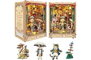 STRUCWOOD Adult Book Nook Kit, DIY Mini Dollhouse Book Corner Kit with LED Light and Dust Shield, Adult 3D Wooden Bookshelf Puzzle Book Corner Insertion Decorative Crafts - Puppet Theater (SQ-33)