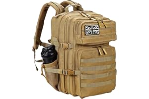 LHI Military Tactical Backpack for Men and Women 45L Large waterproof Rucksack for School, Hiking, Trekking, Hunting