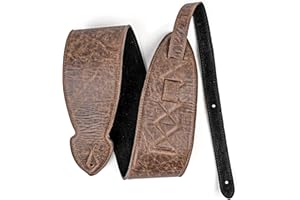 Leathergraft Soft Brown 3.7 Inch Wide Padded Acoustic Electric Bass Guitar Strap with Reinforced Leather Strap Ends