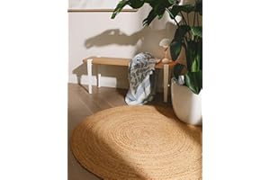 benuta Jutta naturalny dywan z juty, okrągły, 90 cm, ręcznie tkany dywan do salonu, naturalny design, nadaje się do ogrzewania podłogowego