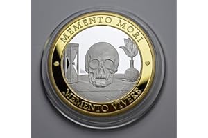 The Commemorative Coin Company MEMENTO MORI/VIVERE Moneta Promemoria in Argento e Oro 24kt in Capsule. MORS VINCIT OMNIA. Stoic/Reflection. Tulipani, Clessidra, Teschio/Morte