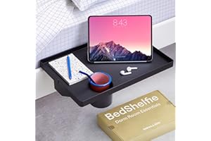 ‎BEDSHELFIE BedShelfie Nachttisch für Etagenbett und Boxspringbett, Bettablage für WG-Zimmer, Betttablett schwebend, Bettablage zum Einhängen – mit Getränkehalter, Schwarz