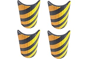 SNS SAFETY LTD Self-Adhesive, Foam Wall Guard, to Protect Parking and Cars, 44x25x2 cm, Notched to Fit in Rounded Edges, with Reflective Strips Black Yellow (Pack of 4)