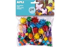 Apli Kids glitter pompon, colori assortiti (confezione da 78)