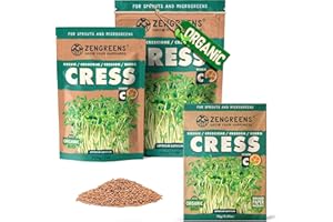 ZenGreens® - Organiczne nasiona rzeżuchy - Wybierz pomiędzy 10, 200 g i 500 - nasiona rzeżuchy o zdolności kiełkowania ponad 97% - nasiona rzeżuchy kiełki