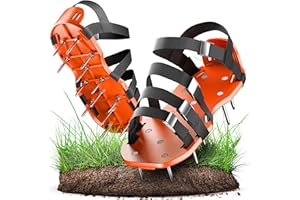 GRÜNTEK Zapatos Airador Escarificador de Cesped: Sandalias con Clavos en Acero y 4 Correas Ajustables