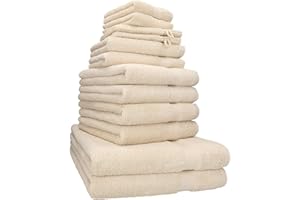 ‎BETZ Betz PREMIUM 12er Frottier Handtuch-Set - 2X Liegetücher - 4X Handtücher - 2X Gästetücher - 2X Seiftücher - 2X Waschhandschuhe - Sand
