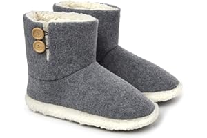 DUNLOP Chaussons Homme Hiver, Pantoufles Homme Confortable, Chausson Botte Montant Mémoire de Forme, Cadeau Original