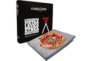 CUORE LAVICO - PIASTRA REFRATTARIA IN PIETRA LAVICA ETNEA PER PIZZA 39X30X2 CM | FORNO A GAS, ELETTRICO E BARBECUE PER PANE E PINZA - MADE IN ITALY