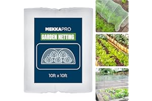 MEKKAPRO Large Garden Netting Pest Barrier, 10ft x 10ft (3m x 3m), Mosquito Netting for Garden, Fine Mesh Insect Netting for Garden Protection from Birds and Pests, Customizable Netting Plant Cover