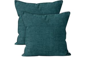 Encasa Fall Polyester-Chenille-Kissenbezug, ohne Füllung, 2 Stück, azulblau, 45 x 45 cm, strukturiertes Polyester, einfarbig, für Halloween, Thanksgiving, Weihnachten