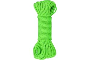 GM CLIMBING CE UIAA Certified 6mm (1/4in) Accessory Cord Rope Double Braid Pre Cut for Prusiks Hitches Knots Anchors Outdoor Applications Climbing Camping, Fluorescent Green, 20Ft Pre Cut
