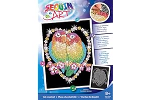 MAMMUT 8041002 - Sequin Art obraz z cekinami, nierozłączny, ptak, obraz wtykowy, zestaw do majsterkowania z ramą ze styropianu, aksamitny szablon obrazowy, cekiny, szpilki, instrukcja, od 8 lat