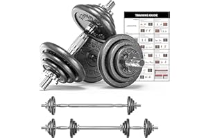 ‎PROIRON PROIRON Hanteln, Hantelset aus Gusseisen, 2 in 1 Kurzhanteln & Langhantel mit Verbindungsrohr, 5-20/30kg verstellbar Hantel Set 2er Kurzhantelset, Professionell Dumbbell Gewichten für Krafttraining