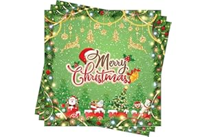 BUSCANDO 40Stück Servietten Weihnachten Tischdeko Weihnachten Party Deko Rot Grün Servietten Fröhliche Weihnachten Rot Servietten Christmas Napkins Papierservietten 33x33cm
