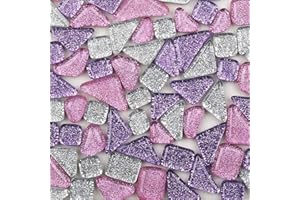 ANKTILY 200g Assorted Colors Glass Mosaic Tiles Irregular Glitter Crystal Mosaic Stones Glass Pieces for Home Decoration or DIY Crafts(Quiet)
