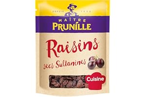MAÎTRE PRUNILLE - Raisins Secs Sultanine - Fruits Secs - Riches En Nutriments - 100 % Naturel - Idéal À Cuisiner - Sachet de 500 g