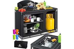 KESSER® Armario de Cocina de Camping, Cocina de Camping con Marco de Aluminio, Incl. Bolsa de Transporte, Armario de Cocina para el Camping, Muebles de Camping, Al Aire Libre