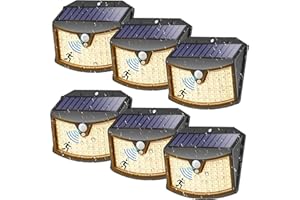 Giliwosy Luz Solar Exterior, 6 Paquete/3 Modos IP65 Impermeable Focos LED Exterior Solares con Sensor de Movimiento, Luces Solares LED Jardin para Garajes Caminos Puertas (Luz Calida)
