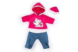 Bayer Design- Ropa 42 a 46cm, Accesorios para muñeca, Top y Gorra, Conjunto, Traje con Leopardo, Color rosa, blanco, vaqueros (84678AA) , color/modelo surtido