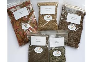 PROREZULT Tropical Fish Food 5 Packs, Flake, Granules/Pellets, Freeze Dried Bloodworm, Algae Wafers, Daphnia