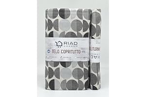 Riad Arredo Telo Arredo Copridivano Copritutto Moderno - Granfoulard Arredo Copriletto in Cotone Varie Fantasie - Tela Robusta Resistente Made in Italy (Tokyo Grigio, 2 Piazze - 250x280 cm)