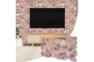NOVECRAFTO Stone Effect 3D Wall Panels - 37.79 x 18.89 in (96x48cm) -20 Sheets Covering 99.2 sqft (9.22 sqm) -Decorative Wall Panels Kitchen Bathroom - Brown & Beige Wild Stone Effect Pattern