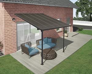 Palram Capri Terrassenüberdachung – Grau-bronze, 299x739 Cm, Mit Polycarbonat-Platten & Verstellbarem Rahmen