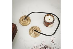 Ajuny Tibetan Tingsha Cymbals Bells Buddhist Meditation Yoga Bell OM Mane Padme Hum Symbols Embossed Manjira Spiritual Gifts