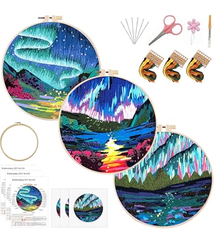 Cukol Cukol 3pcs Kit Ricamo Principianti Paesaggio Fluviale