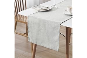 Decomira Bieżnik Stołowy o Wodoodpornym lnianym Wyglądzie - Ochrona Przed Plamami, Można Prać - Jako Obrus Ogrodowy na Stoły w Jadalni - Szary - 40x180 cm