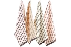 DII Erntedankfest Herbst Küchenhandtücher-Kollektion Dekorativ Verziertes Geschirrtuch-Set, Baumwolle, Erntestreifen, 18x28, 4