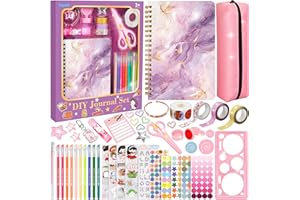 Tesok DIY Journal Set for Girls, Scrapbook and Diary Stationery Set, Arts and Crafts Kits for Kids Girls Birthday and Christmas Gifts Toy Diary for Girls Age 3 4 5 6 7 8 9 10+ Year Old