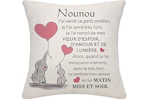 Bommex Cadeau Nounou Coussin Eléphant Carton pour Nounou Cadeau d'anniversaire Cadeau Fête des Mères Cadeau de Remerciement Cadeau de Noël(Nounou)