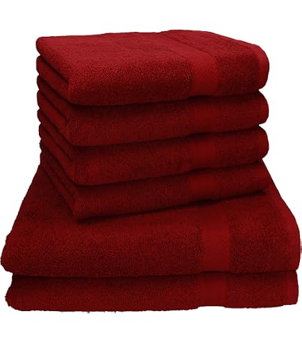 Serviette de bain rouge unie 100 % coton