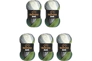 Wollbiene Batik 5 ovillos de 100 g, 500 gramos, lana con degradado multicolor, multicolor (5700, negro, gris y verde)