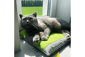 Halkalife Cat pillow with non-slip base, cat windowsill bed, cat shelf bed, cat mat, waterproof cat bed, cat nest (Lime)