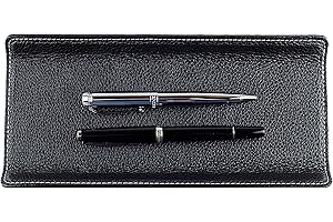 DELMON VARONE - FINE LEATHERGOODS MADE IN GERMANY DELMON VARONE - Federschale aus Premium Leder Soft Grain schwarz - Echtleder Stiftablage für Kugelschreiber und Füller - Elegante Stifteschale mit schwerer Metalleinlage für Schreibtisch und Büro