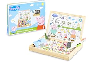 Peppa Pig Giochi Per Bambini, Lavagna Magnetica Con Puzzle, Pennarelli E Gessetti, Giocattolo di Legno Magnetico Per Interno Esterno, Giocattoli Educativi Bambino 3 Anni, Regali Bambini Tre Anni In Su