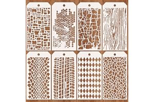 JSRQT 8 Pezzi Stencil Geometrici Modelli di Pittura, per Muro Mattone, Struttura per Disegno, Opere d'Arte su Pareti 4.7 x 9.45"