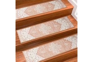 XAARMONEX Stair Treads Non Slip, Carpet Stair Treads for Wooden Steps, Removal Indoor Stair Runner Rug with Reusable TPE Adhesive Backing,Residue Free Mat for Kids, Elders, Pets,15PCS, 8" X 30", Brown